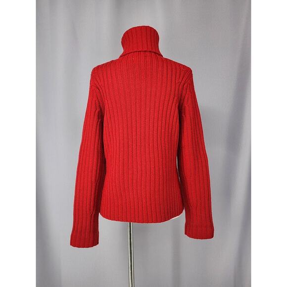 Vintage WilliSmith Sweater Womens Small Red Merino Wool Turtleneck Rib Knit 90s - Picture 3 of 10
